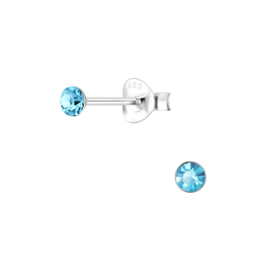 Knopje Aqua Bohemica 3mm | 925 Sterling Zilver | Kinderoorbellen