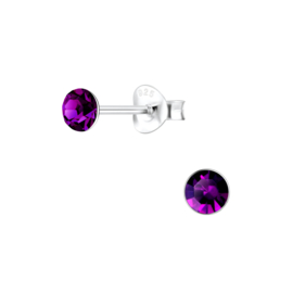 Knopje Amethyst 4mm | 925 Sterling Zilver | Kinderoorbellen