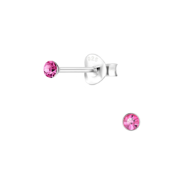 Knopje rose 2,5mm | 925 Sterling Zilver | Kinderoorbellen