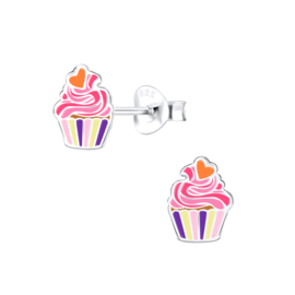 Cupcake roze | 925 Sterling Zilver | Kinderoorbellen