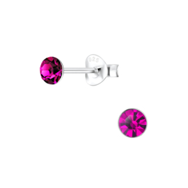 Knopje Fuchsia 4mm | 925 Sterling Zilver | Kinderoorbellen