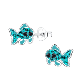 Vis met studs mint | 925 Sterling Zilver | Kinderoorbellen