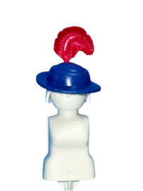 hoed blauw / roze veer 30030093