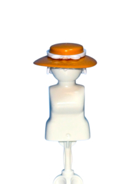 hoed geel/oranje  / witte band