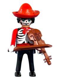 Día de Muertos : Man met viool (rood)
