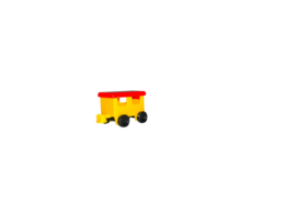trein wagon geel zwarte wielen rood dak