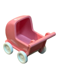Poppenwagen  roze/wit