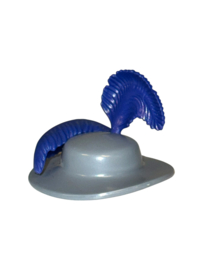 hoed  victoriaans dubbele veer blauw