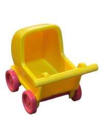 Poppenwagen  geel/roze