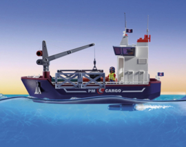 Cargo Groot containerschip met douaneboot - 70769