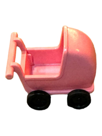 Poppenwagen  roze/zwart