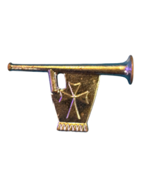 Trompet met riddervlag zilver- Muziekinstrument vintage