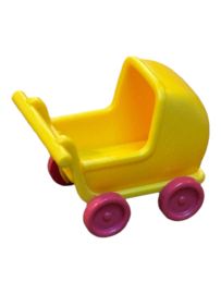 Poppenwagen  geel/roze