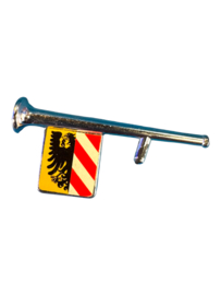 Trompet met riddervlag zilver en sticker - Muziekinstrument - 30080993 vintage