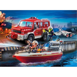 Brandweerauto met aanhanger en blusboot - 70054