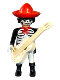 Día de Muertos : Man met witte gitaar en rode sombrero