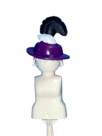 hoed paars / zwart & witte veer 30063290