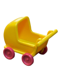 Poppenwagen  geel/roze