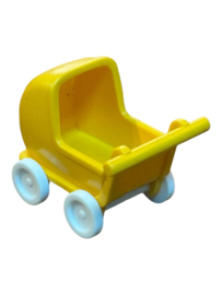 Poppenwagen  geel/wit
