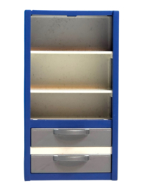 kast blauw wit met grijze laden (2e hands)