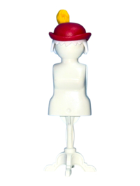 victoriaanse bol hoed gele pluim