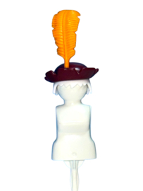 middeleeuwse hoed bruin oranje veer