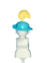 hoed aqua blauw / gele veer 30245012