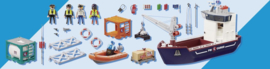 Cargo Groot containerschip met douaneboot - 70769