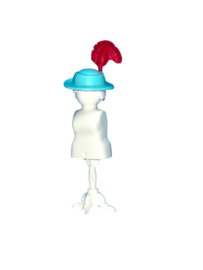 hoed aqua blauw / roze veer 30245013