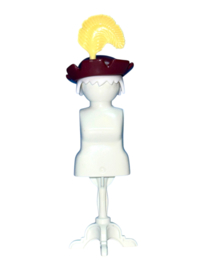 middeleeuwse hoed bruin gele veer