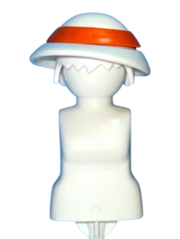 dames hoed wit met oranje band