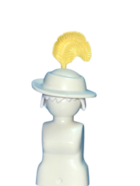 hoed wit / gele veer 30253813