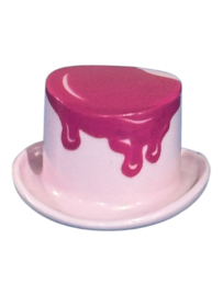 hoge hoed roze met pudding