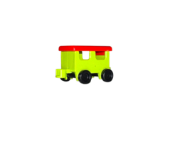 trein wagon groen zwarte wielen rood dak