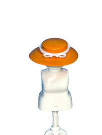 hoed geel/oranje  / witte band