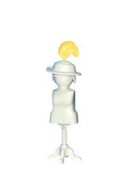 hoed wit / gele veer 30253813