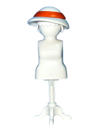 dames hoed wit met oranje band