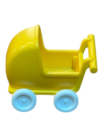 Poppenwagen  geel/wit