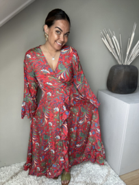 Boho wrap dress red