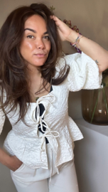 Crème flower blouse