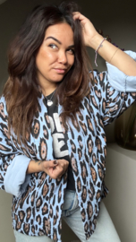 Giulia leopard jacket babyblue