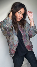 Boho bomber green paisley