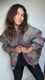 Boho bomber green paisley