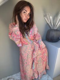 Boho wrap dress pink
