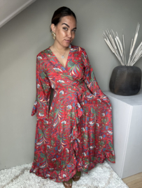 Boho wrap dress red