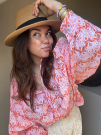 Pink leaf blouse