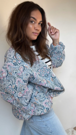 Boho bomber blue leaf