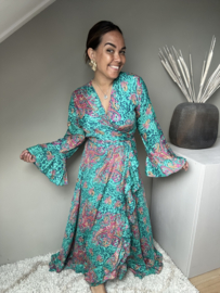 Boho wrap dress Turquoise