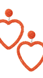 Orange heart earrings