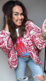 Boho bomberjacket red flowers